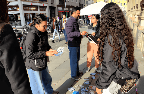 Team members sharing the gospel on the street