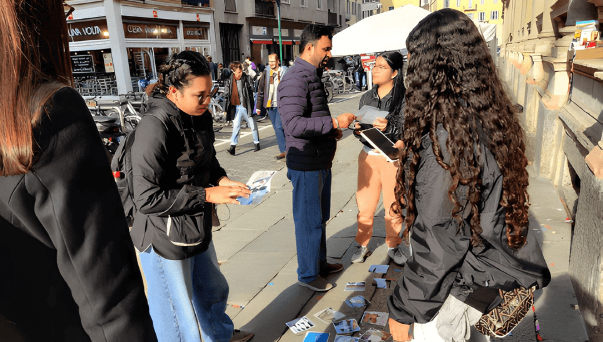 YEF members handing out tracts on a European street