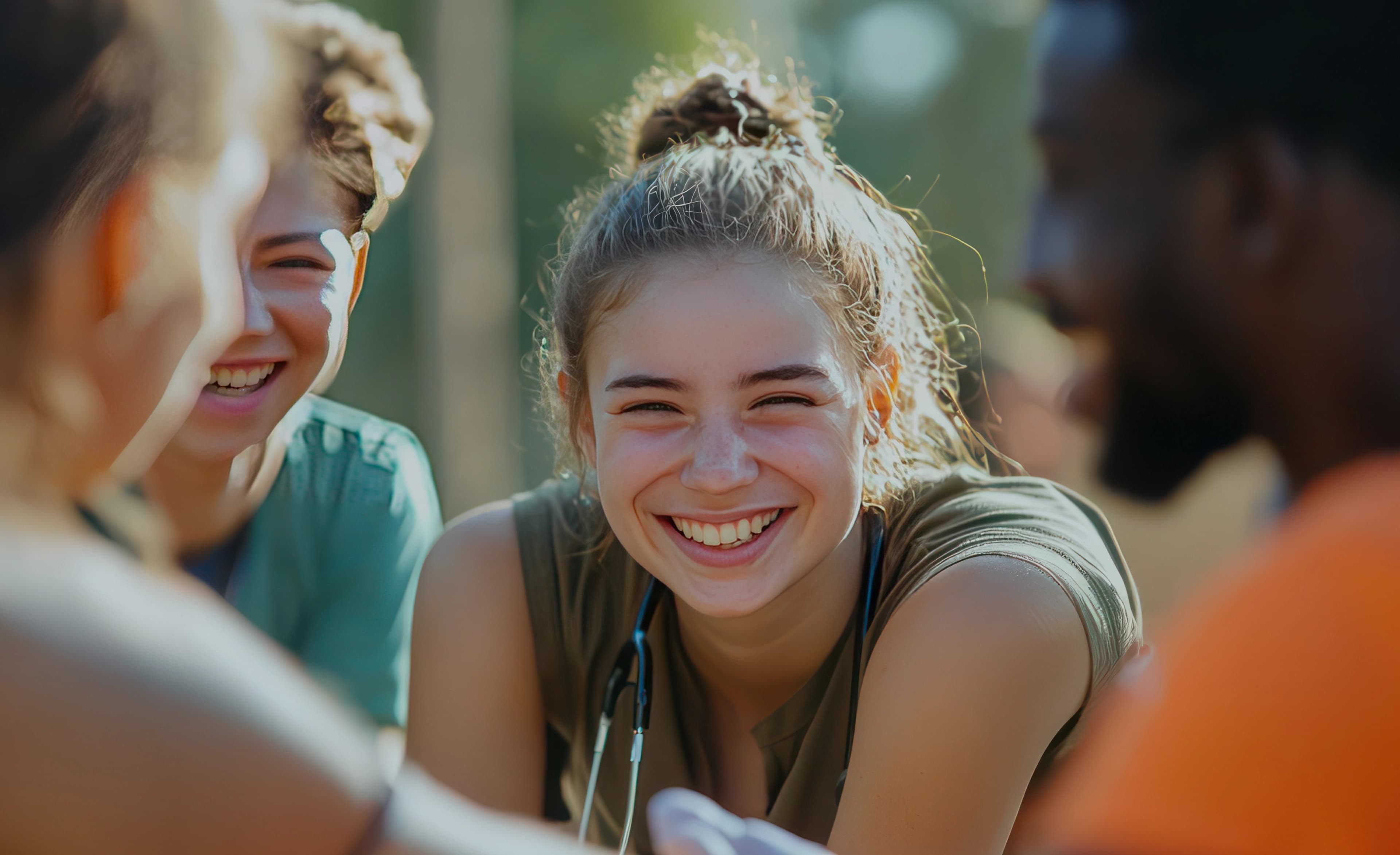 Students smiling together on a mission trip